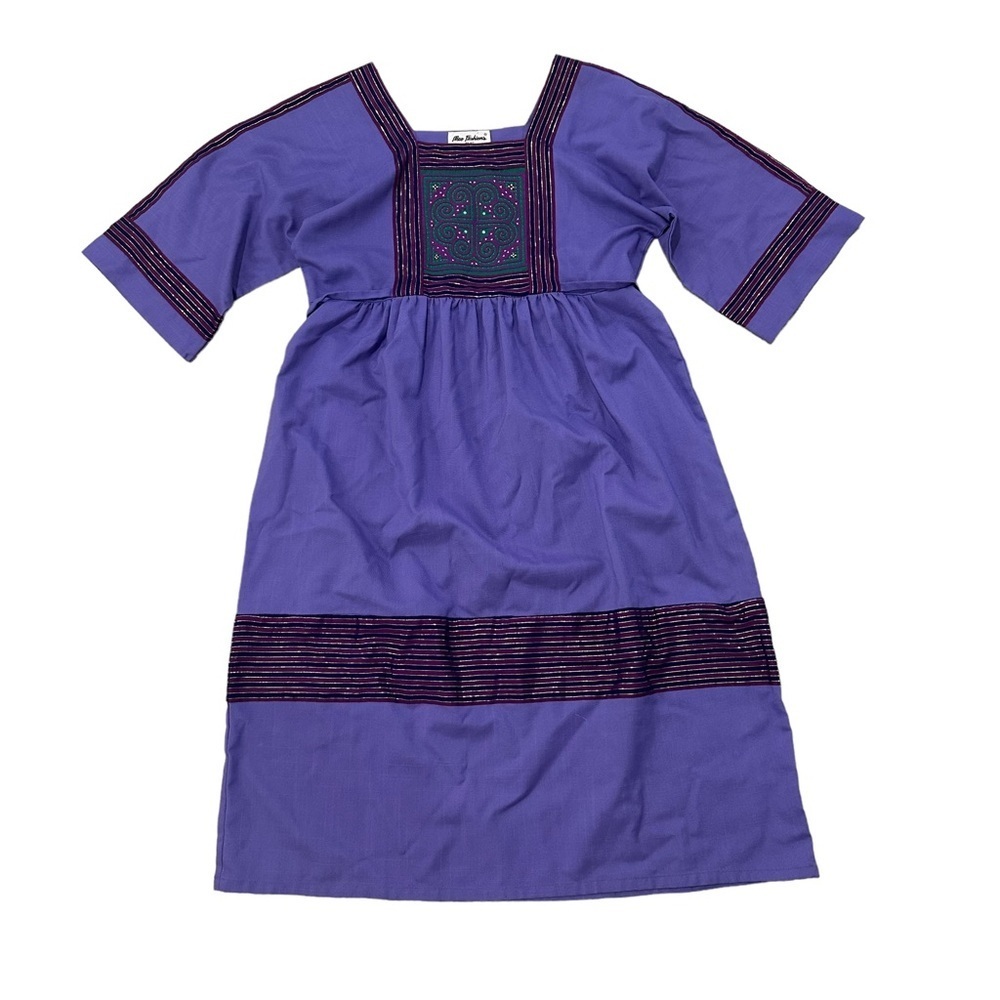 Vintage Meo Fashions By Kit Multicolor Embellished Square Neck Kimono Maxi Dress